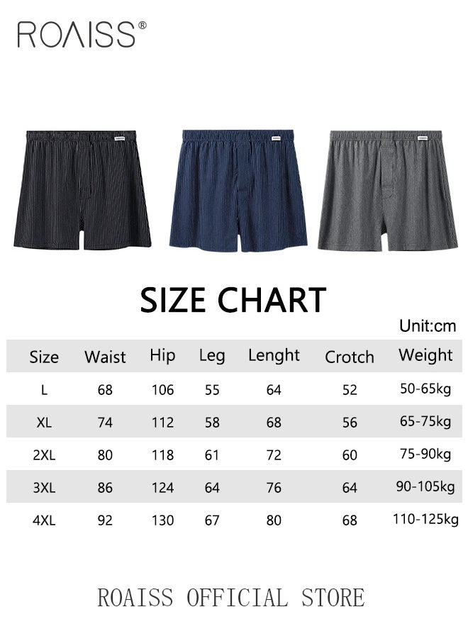 roaiss - 3 Pack Plus Size Men Arolo Shorts  Pure Cotton Fabric Loose Fit Design Youth Boxer Briefs Comfortable Underwear Lounge Pants and Casual Shorts for Men Skin Friendly and Soft - Image 1