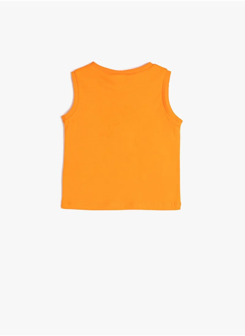 كوتون Tank Top Sleeveless Tiger Printed Cotton