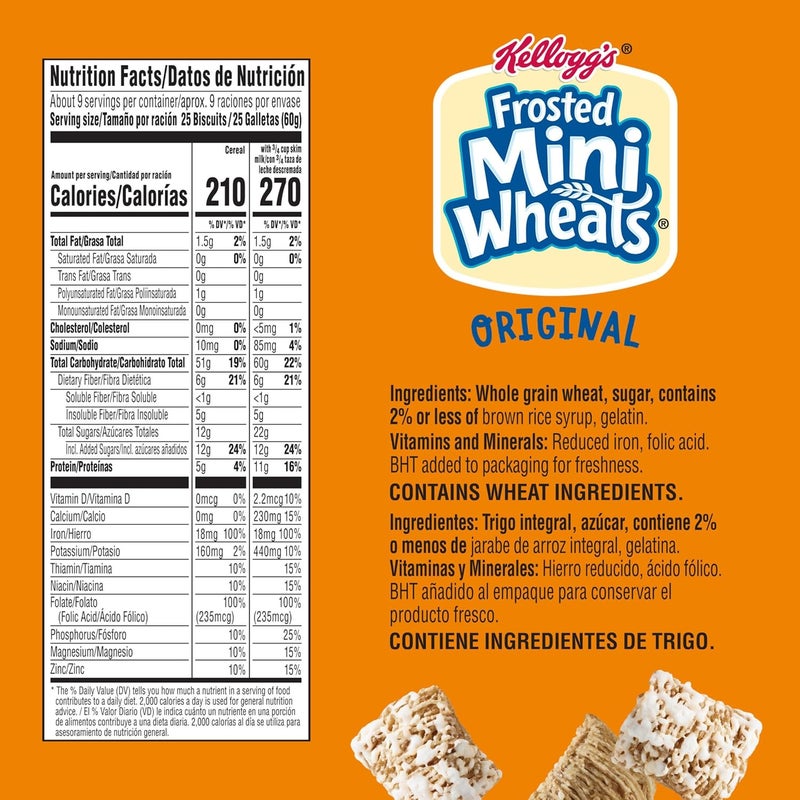 Kellogg's Frosted Mini-Wheats Original Breakfast Cereal, High Fiber, 20 oz - Image 2