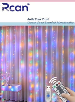 Rcan Curtain Lights for Bedroom 300 LED Warm Fairy Lights Indoor 8 Modes String Lights with Wireless Remote USB Twinkle Lights Outdoor Hanging Lights for Bedroom Wedding Party Brithday Decorations  - Image 1