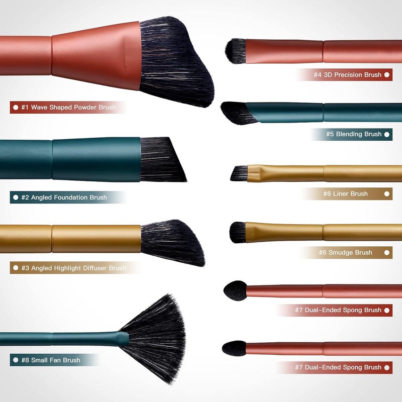 EIGSHOW Makeup Brushes EIGSHOW 8pcs Professional Makeup Brush Set Featuring Angled Eyeliner Brush Foundation Brush  Beauty Blender with Case  Brush Cleaner Christmas Gifts for Women - Image 2
