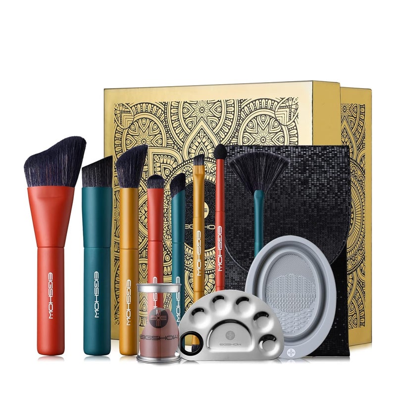 EIGSHOW Makeup Brushes EIGSHOW 8pcs Professional Makeup Brush Set Featuring Angled Eyeliner Brush Foundation Brush  Beauty Blender with Case  Brush Cleaner Christmas Gifts for Women - Image 1