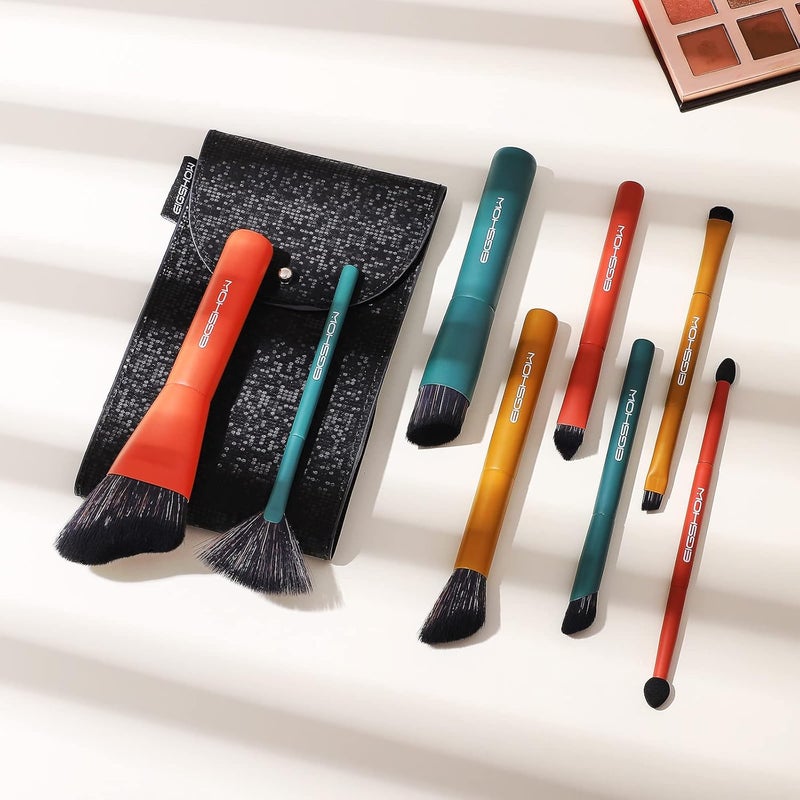 EIGSHOW Makeup Brushes EIGSHOW 8pcs Professional Makeup Brush Set Featuring Angled Eyeliner Brush Foundation Brush  Beauty Blender with Case  Brush Cleaner Christmas Gifts for Women - Image 3