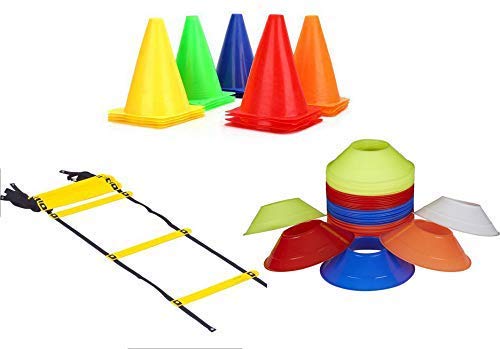 Cougar COUGAR Cone Marker Cone Marker Set 9 Inch Cones Pack 6 20 Space Markers and 8 Meter Ladder Agility Combos Agility Training Equipment - Image 1