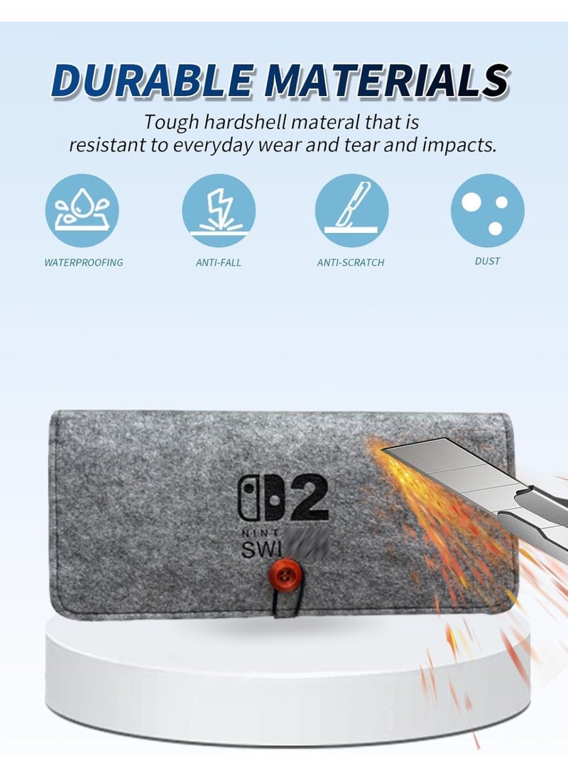 Case for Switch 2, Protective Felt Case, Slim Travel Pouch and Electronics Accessories Organizer, Shock & Drop Resistant Carrying Bag for Nintendo Switch 2, Portable Dark Gray Storage Sleeve - Image 3