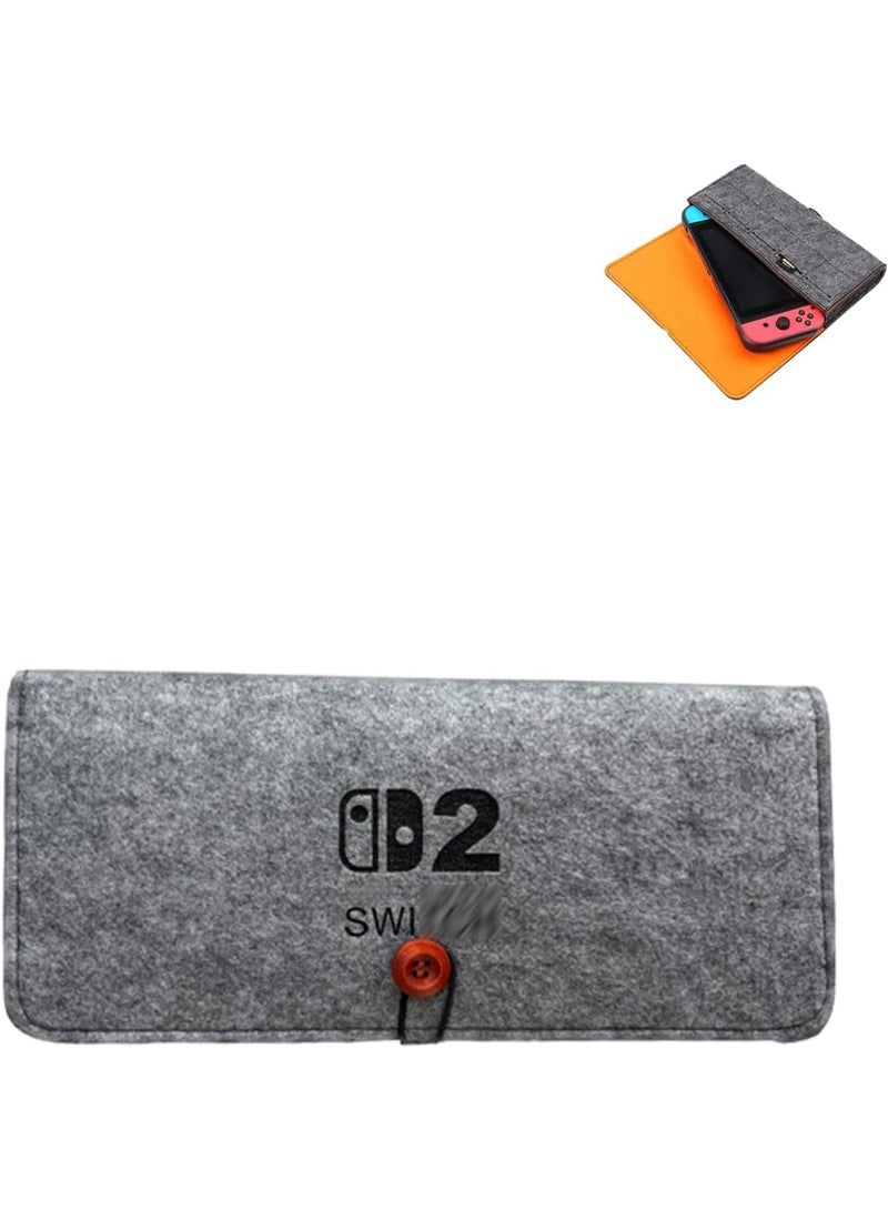 Case for Switch 2, Protective Felt Case, Slim Travel Pouch and Electronics Accessories Organizer, Shock & Drop Resistant Carrying Bag for Nintendo Switch 2, Portable Dark Gray Storage Sleeve - Image 1