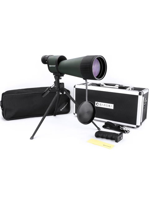 Barska Benchmark Waterproof Straight Spotting Scope with High Zoom Power Objective Focus Carrying Case  Tripod for Hunting Birding Target Shooting