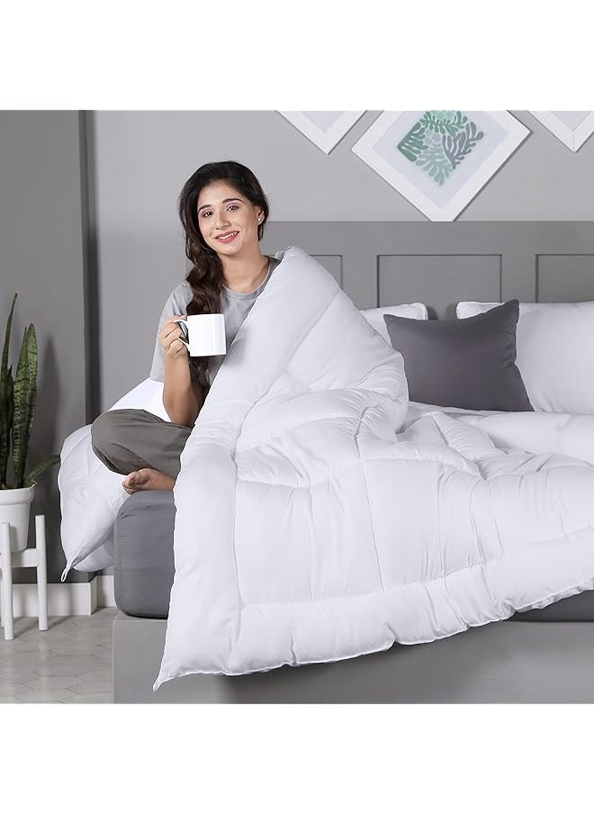 erorex All Season Down Alternative Quilted Queen Comforter Duvet Insert With Corner Tabs Machine Washable Bed Comforter White  - Image 4