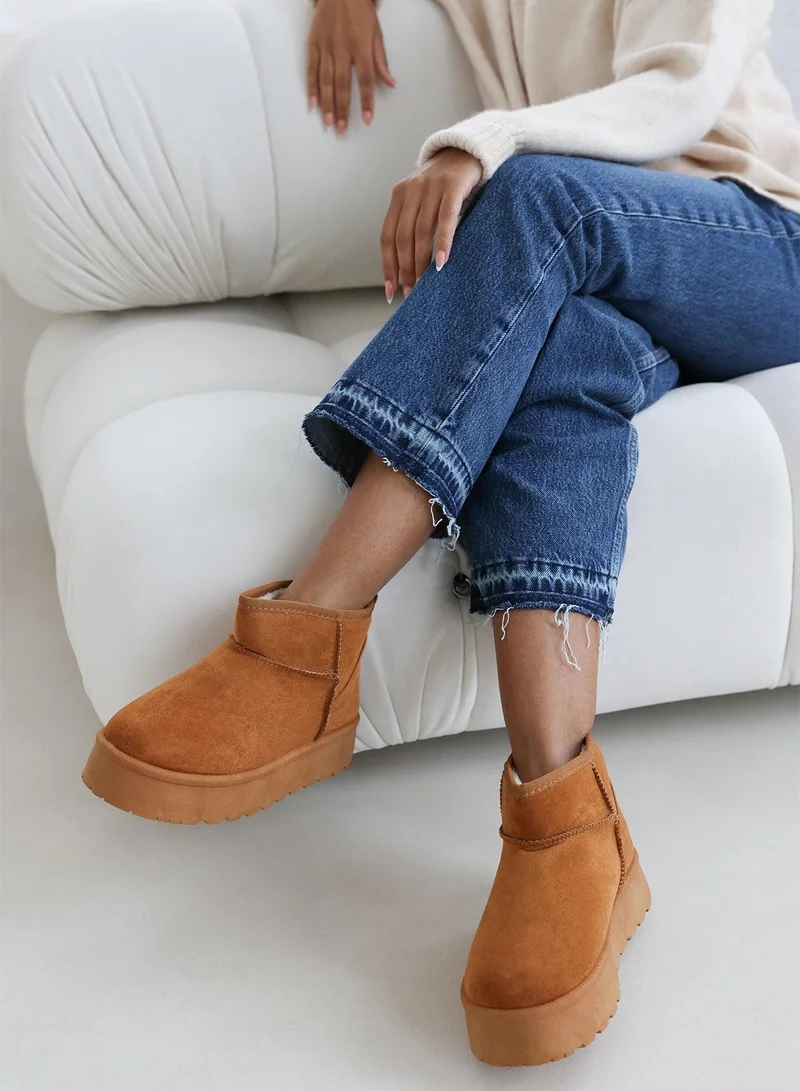 Where's That From 'Calla' Flatform Fur Lining Ankle Boot