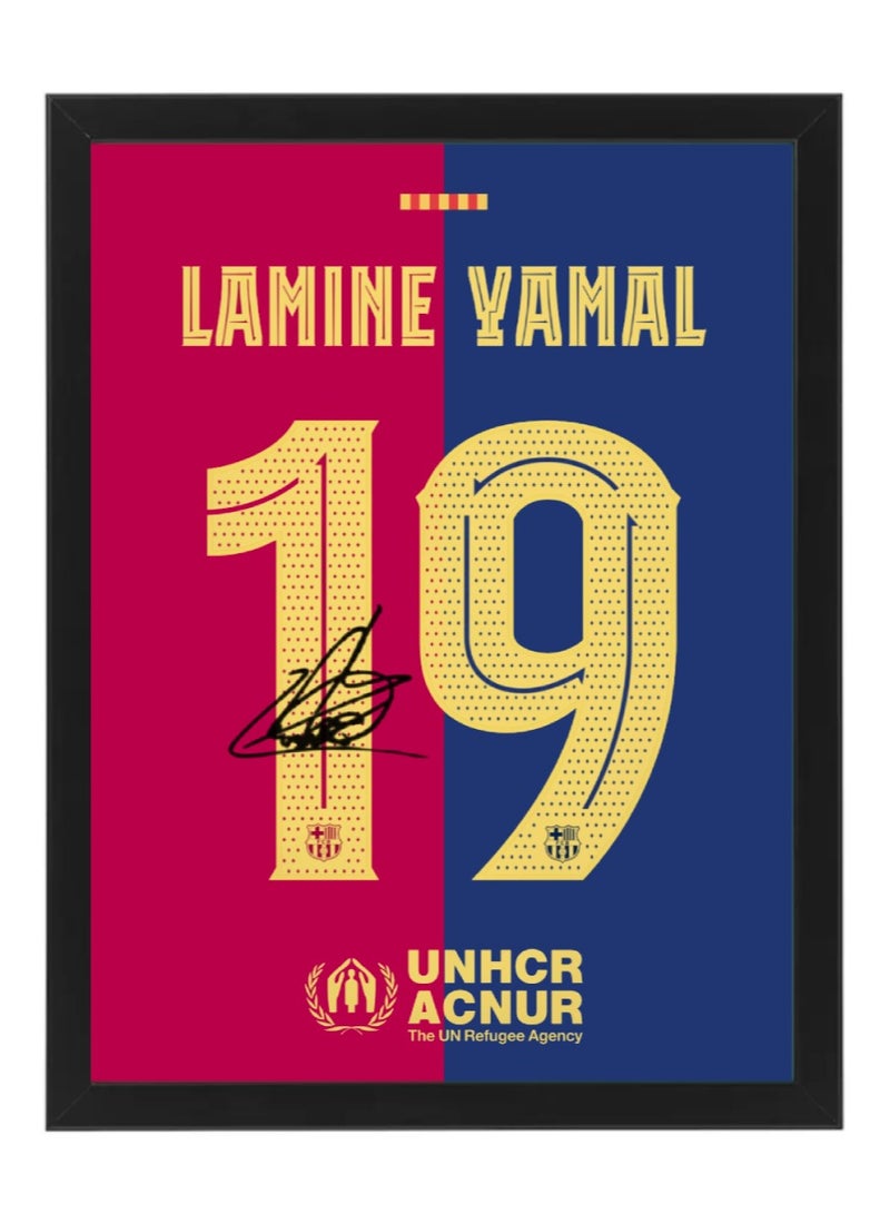 Boomah Accessories Lamine Yamal Barcelona Autographed Jersey - Framed Poster 50x40cm - Football Memorabilia, Soccer Collectible, Gift for Fans 