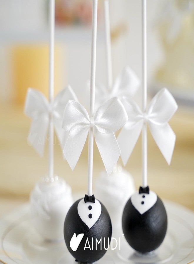 AIMUDI White Satin Bows 2" Satin Bow for Gift Wrapping Small Bows with Twist Ties Premade Ribbon Bow for Crafts Cake Pop Treat Bags Wedding Bridal Shower Birthday Party Decoration, 50 PCs - Image 5