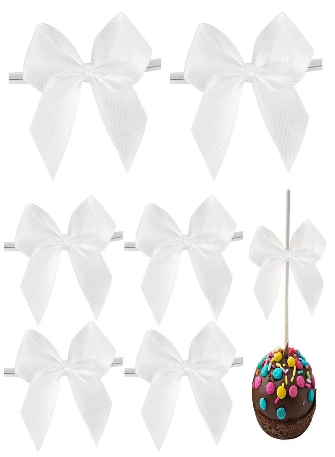 AIMUDI White Satin Bows 2" Satin Bow for Gift Wrapping Small Bows with Twist Ties Premade Ribbon Bow for Crafts Cake Pop Treat Bags Wedding Bridal Shower Birthday Party Decoration, 50 PCs - Image 1