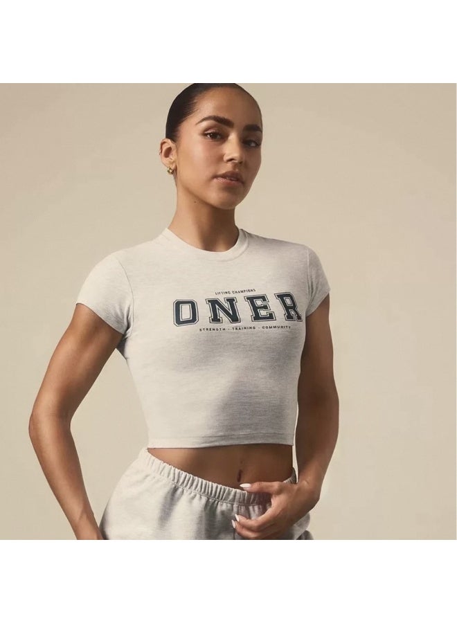 Oner Crew Neck Short Sleeve Letter Print T-Shirt - Stylish and Versatile - Image 1