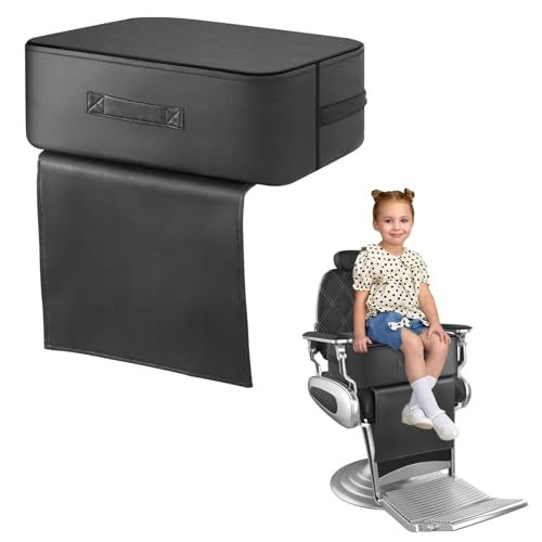 TOTIDYH Salon Booster Seat for Kids Hair Cutting 18 x 13 x 67in Children Salon Chair Cushion for Hair Stylist Barber Booster Seat Leather Cushion Beauty Salon Spa Equipment Black - Image 1