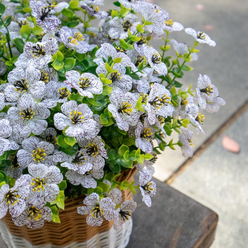 BCBLF Faux Flowers for Outdoor Planters, Artificial Flowers for Outdoors, 12 Bundles Outdoor Flowers Uv Resistant, Artificial Flowers for Decoration, White Silk Faux Spring Flowers for Outside - Image 4