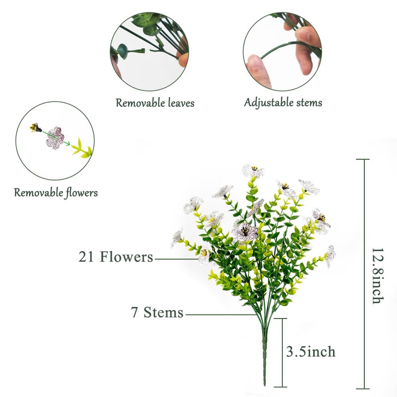 BCBLF Faux Flowers for Outdoor Planters, Artificial Flowers for Outdoors, 12 Bundles Outdoor Flowers Uv Resistant, Artificial Flowers for Decoration, White Silk Faux Spring Flowers for Outside - Image 2
