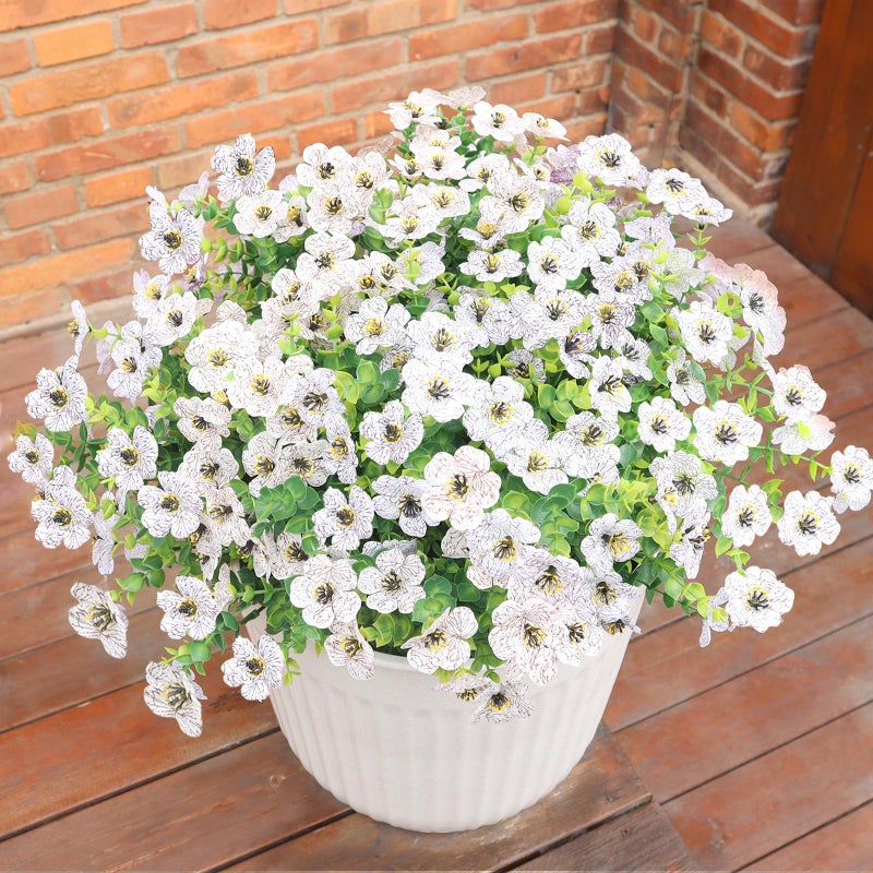 BCBLF Faux Flowers for Outdoor Planters, Artificial Flowers for Outdoors, 12 Bundles Outdoor Flowers Uv Resistant, Artificial Flowers for Decoration, White Silk Faux Spring Flowers for Outside - Image 1