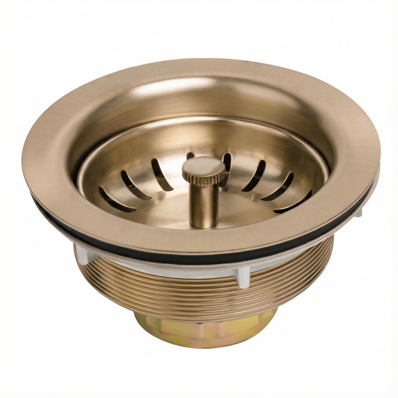 Garmaing Champagne Bronze Kitchen Sink Drain - Fit 3.5 inch Standard Sink - Fit 1.5 inch Pipe - Champagne Gold Brushed 304 Stainless Steel Sink Strainer - Compatible with Delta Faucet Champagne Bronze - Image 1