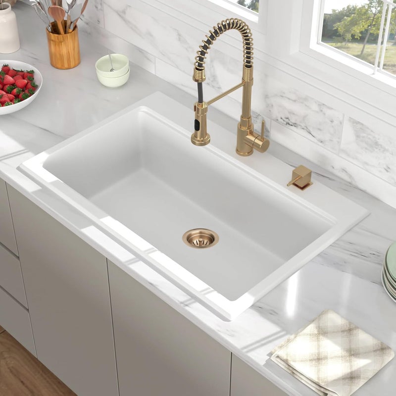 Garmaing Champagne Bronze Kitchen Sink Drain - Fit 3.5 inch Standard Sink - Fit 1.5 inch Pipe - Champagne Gold Brushed 304 Stainless Steel Sink Strainer - Compatible with Delta Faucet Champagne Bronze - Image 2