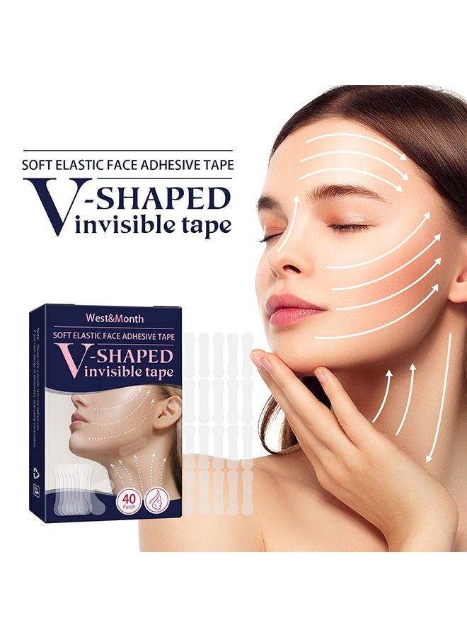 ويست اند مانث شريط شد الوجه 40 قطعة ملصقات غير مرئية على شكل V مزدوجة الذقن V خط رفع التصحيح تشديد إخفاء والتجاعيد حول العينين والرقبة الجلد المترهل أدوات المكياج - Image 3