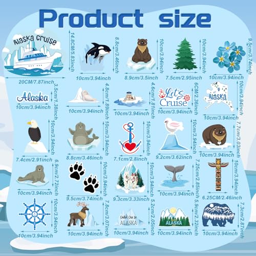 Konohan 25 Pcs Alaskan Themed Fridge Magnetic Stickers Alaska Cruise Door Magnet Car Ship Magnetic Stickers Whale Sea Lion Seal Reindeer Refrigerator Magnet for Door Cruise Party Decor - Image 2
