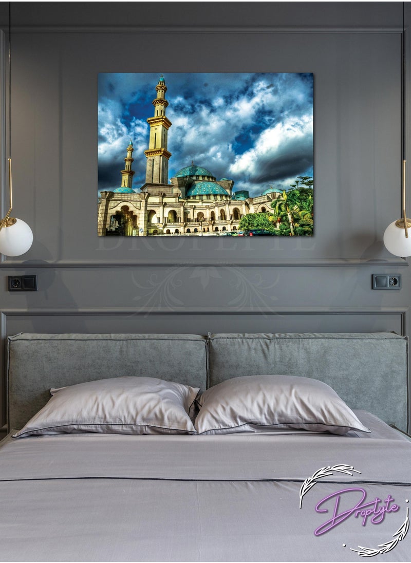 Droplyte - Beautiful Masjid Islamic Wall Art Canvas with Wooden Frame Home Decor 40cm x 30cm - Image 1