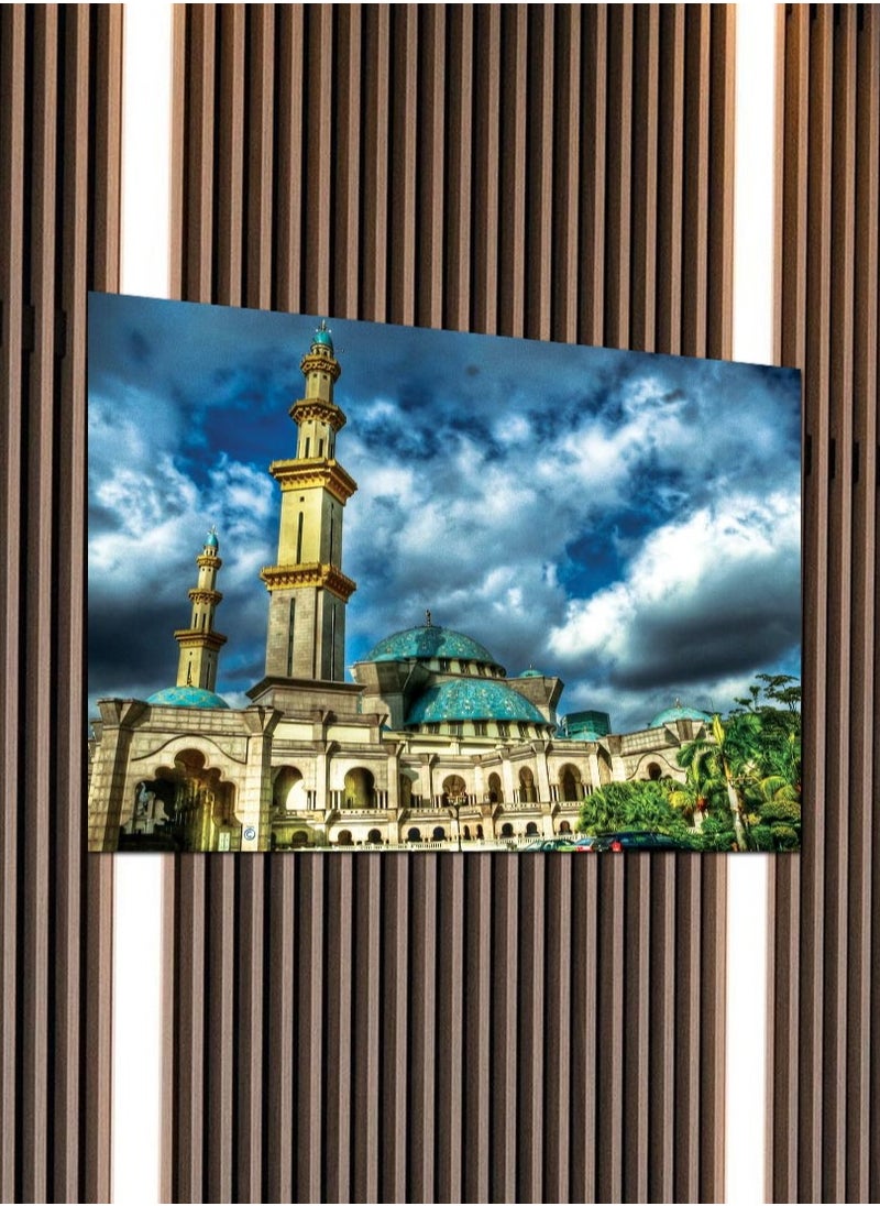 Droplyte - Beautiful Masjid Islamic Wall Art Canvas with Wooden Frame Home Decor 40cm x 30cm - Image 1