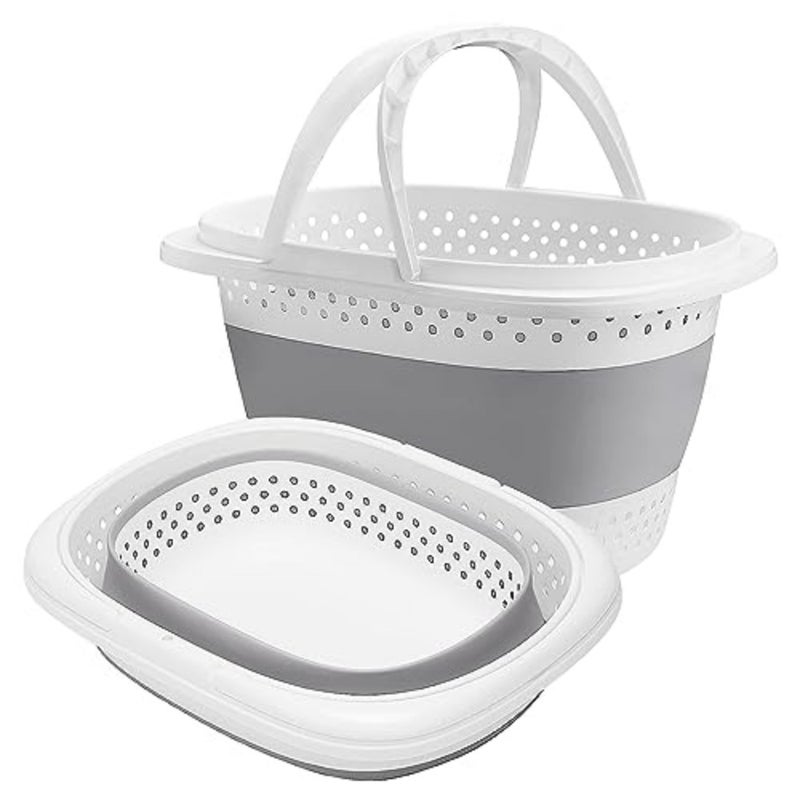 Collapsible Laundry Hamper with Handles 18L Foldable Plastic Laundry Basket, Pop-Up Storage Bin for Clothes, Toys, Bathroom, Closet Home Organization Grey - Image 1