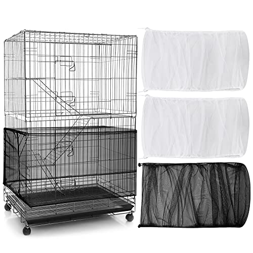 Shappy 3 Pieces Large Adjustable Bird Cage Cover Seed Feather Catcher Birdcage Nylon Mesh Net Cover Soft Skirt Guard for Parakeet Macaw African Round Square Cage (118 x 15 Inch in Circumference and Width) - Image 1