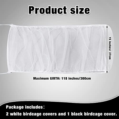 Shappy 3 Pieces Large Adjustable Bird Cage Cover Seed Feather Catcher Birdcage Nylon Mesh Net Cover Soft Skirt Guard for Parakeet Macaw African Round Square Cage (118 x 15 Inch in Circumference and Width) - Image 2
