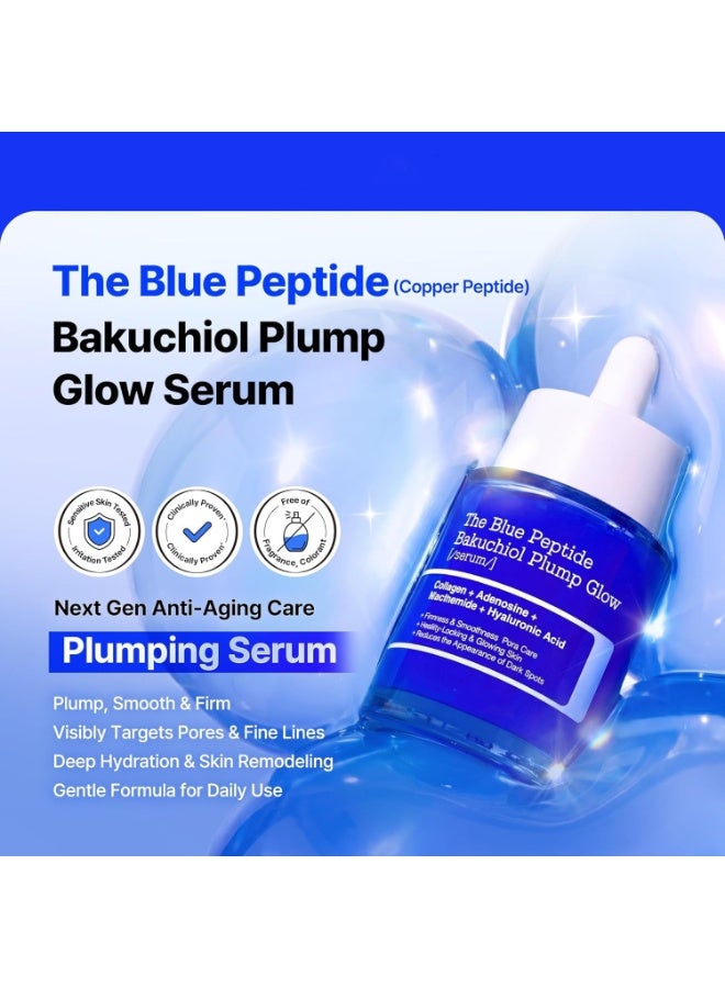 The Blue Copper Peptide Bakuchiol Serum, Korean Peptide Plumping Serum for Face, GHK-Cu Copper Peptides with Bakuchiol, Glow & Plump, Anti-aging & Skin Firming Care, Korean Skin Care, 1.69 Fl Oz - Image 2