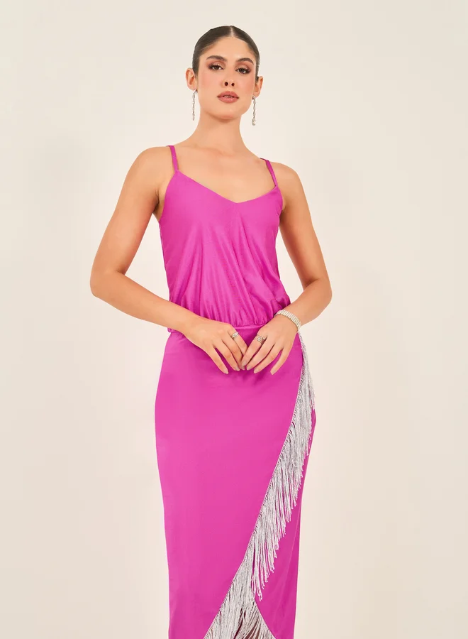 Styli Fringe Detail Dress