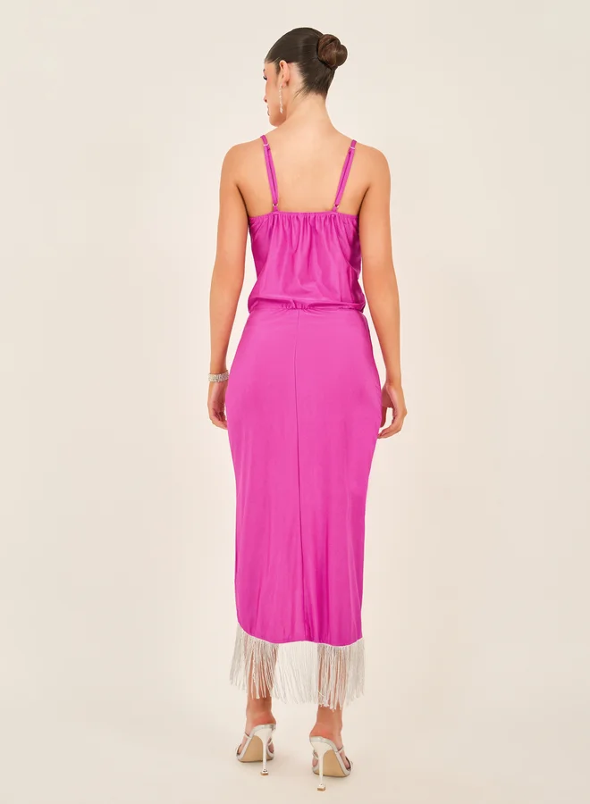 Styli Fringe Detail Dress