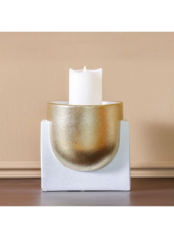 DANUBE HOME Danube Home Mateo Ceramic Dothy Planter - 20X18X19 Cm Elegant White & Gold Flower Pot Home Decor Collection Durable Indoor/Outdoor Vases For Plants Decoration Decorative Home Accessories