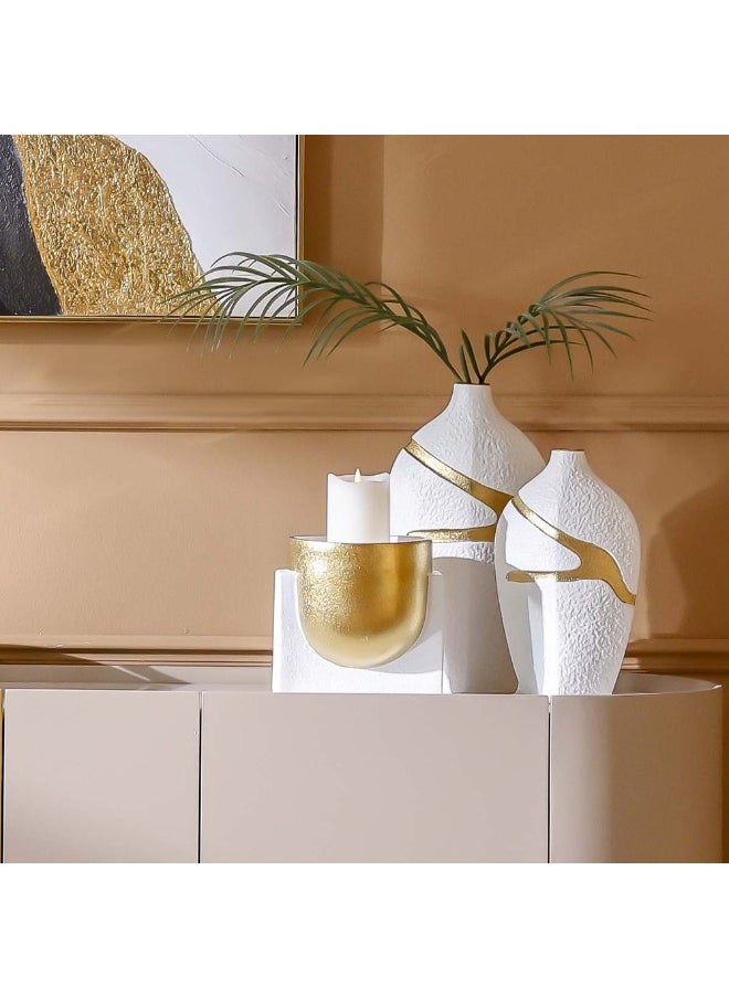 DANUBE HOME Danube Home Mateo Ceramic Dothy Planter - 20X18X19 Cm Elegant White & Gold Flower Pot Home Decor Collection Durable Indoor/Outdoor Vases For Plants Decoration Decorative Home Accessories  - Image 4