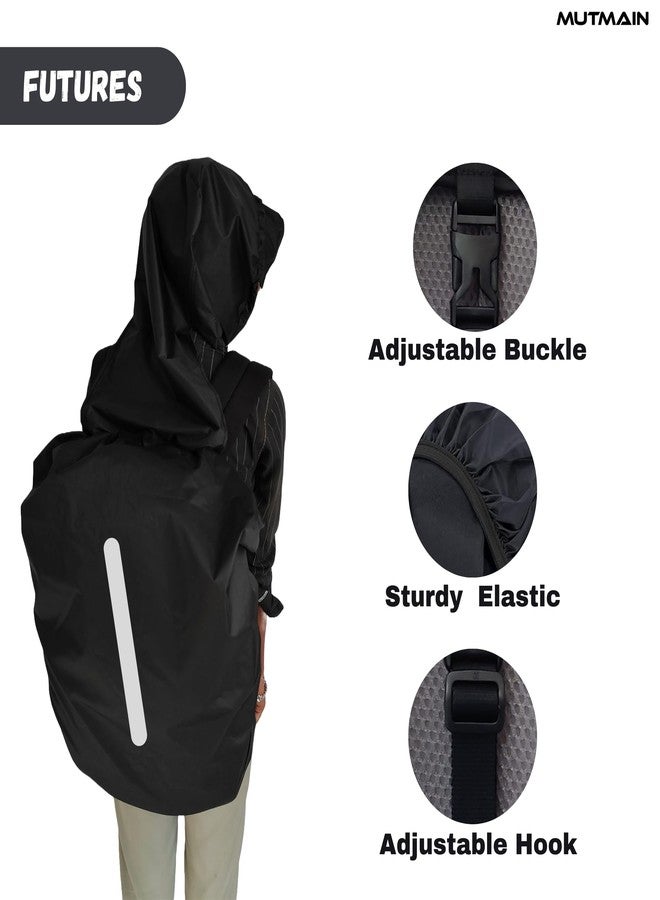 MUTMAIN Reflective Hood Bag Cover Waterproof 25L to 35L PU Coated Rain Cover for Backpack with Buckle & Storage Pouch Dust Proof School Bag, Laptop Bag, Office Bag Cover - Image 2