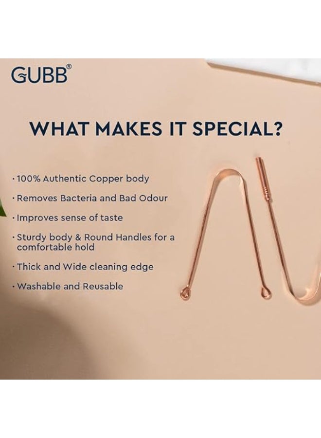 GUBB Copper Tongue Cleaner For Kids & Adults | Ayurvedic Tongue Scraper For Bad Breath (Round) - Pack of 3 - Image 3
