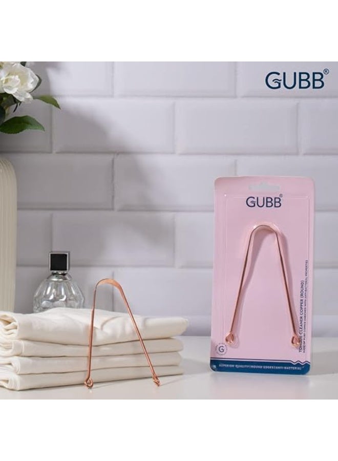GUBB Copper Tongue Cleaner For Kids & Adults | Ayurvedic Tongue Scraper For Bad Breath (Round) - Pack of 3 - Image 1