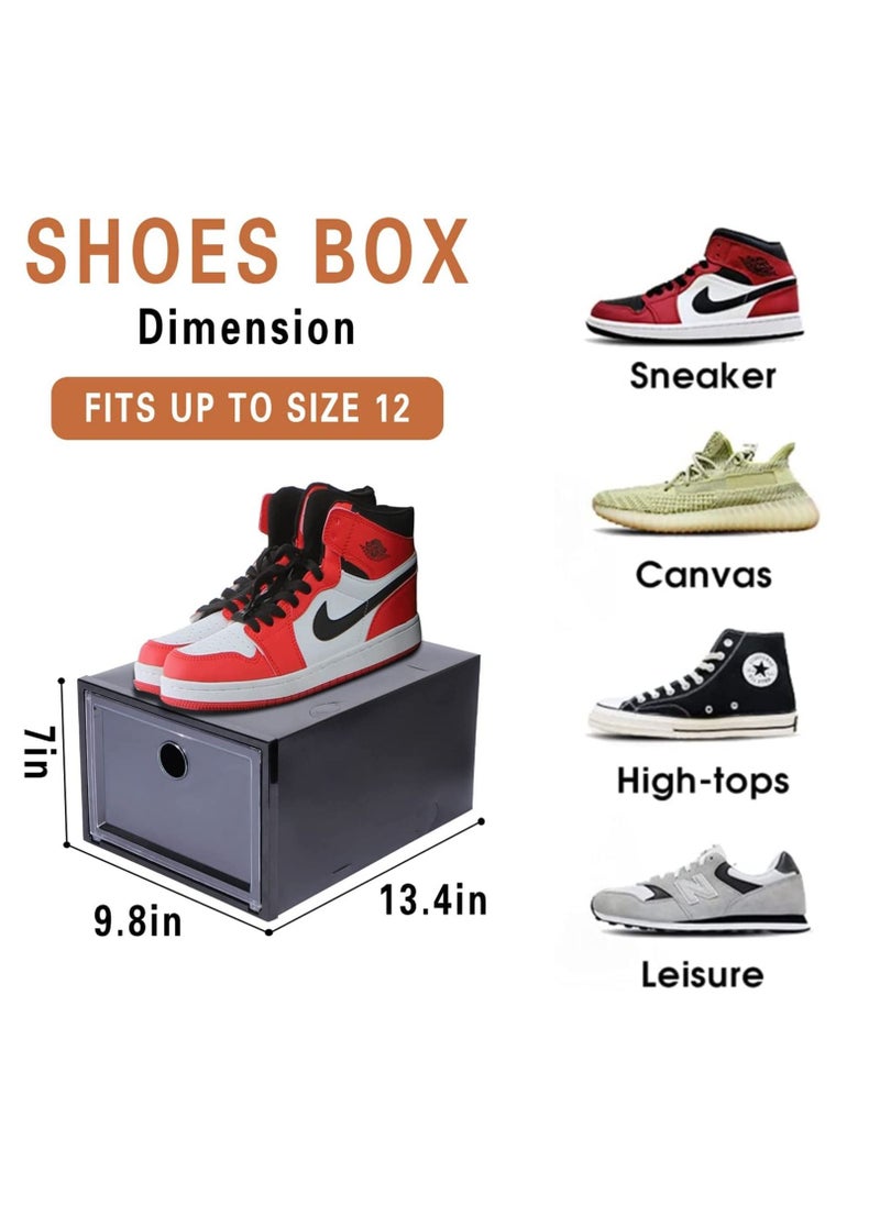 Cool Baby - COOLBABY 6 Pack Shoe Storage Box Shoe Box Clear Plastic Stackable Drop Front Shoe Organizer Space Saving Foldable Shoe Container Bin Fit up - Image 1