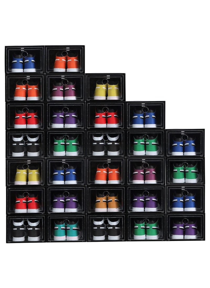 Cool Baby - COOLBABY 6 Pack Shoe Storage Box Shoe Box Clear Plastic Stackable Drop Front Shoe Organizer Space Saving Foldable Shoe Container Bin Fit up - Image 1