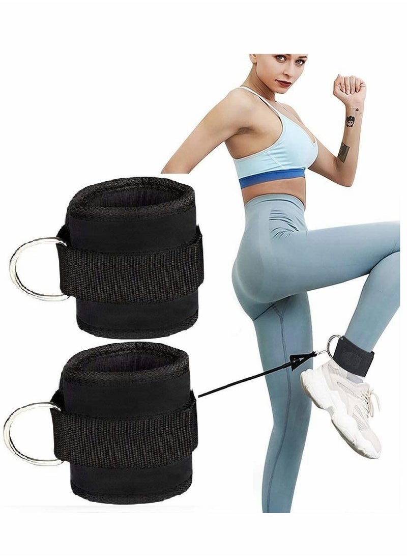Y&D Ankle Strap, Leg Sports Cuffs Resistance Bands, D Ring Comfortable Adjustable Velcro for Home/Gym Cable Machines Strength Exercise Training, 2Pack (Black)  - Image 1