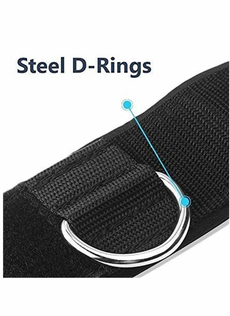 Y&D Ankle Strap, Leg Sports Cuffs Resistance Bands, D Ring Comfortable Adjustable Velcro for Home/Gym Cable Machines Strength Exercise Training, 2Pack (Black)  - Image 2