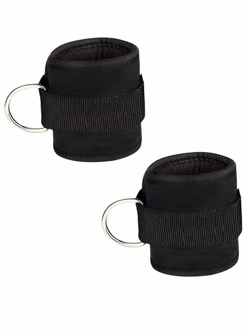 Y&D Ankle Strap, Leg Sports Cuffs Resistance Bands, D Ring Comfortable Adjustable Velcro for Home/Gym Cable Machines Strength Exercise Training, 2Pack (Black)  - Image 3