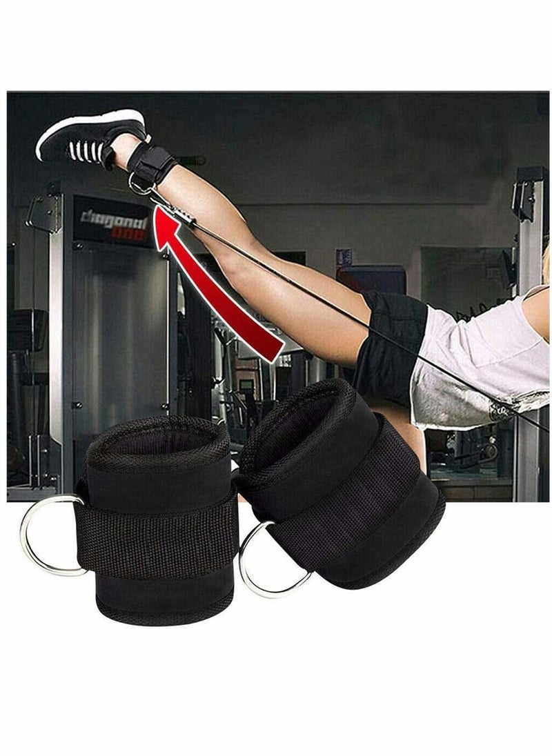 Y&D Ankle Strap, Leg Sports Cuffs Resistance Bands, D Ring Comfortable Adjustable Velcro for Home/Gym Cable Machines Strength Exercise Training, 2Pack (Black)  - Image 4