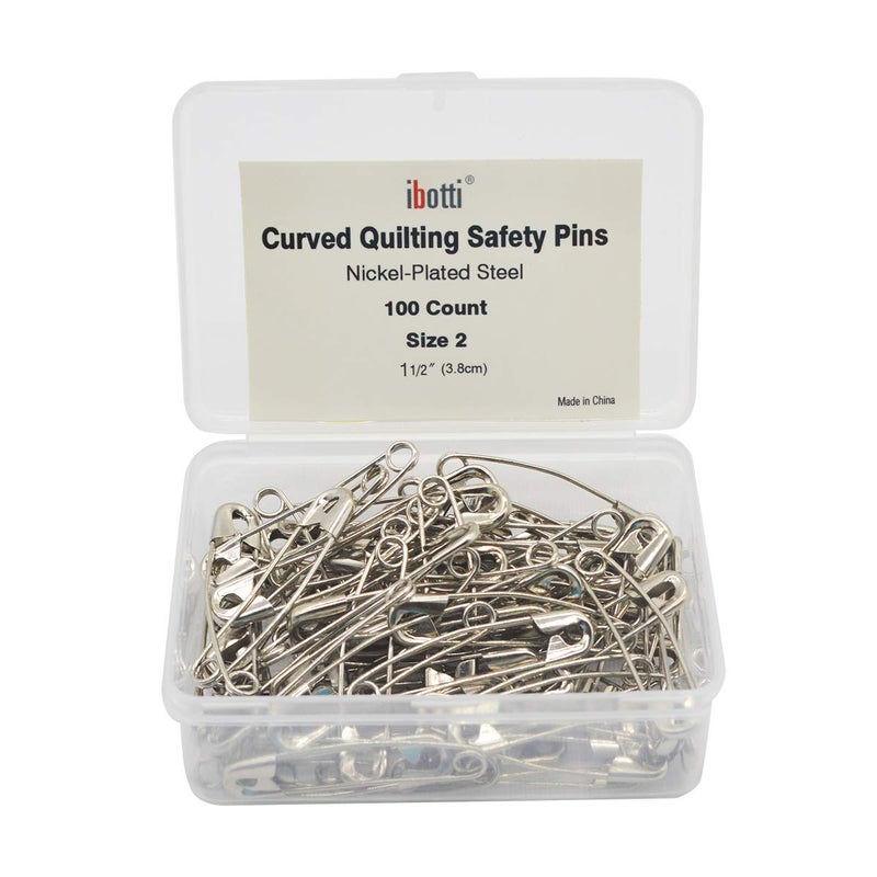 ibotti Curved Safety Pins for Quilting Basting Pins Size 2 100count