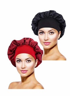 2 Pieces Soft Satin Head Scarf Sleeping Cap Bonnet Headwear Head