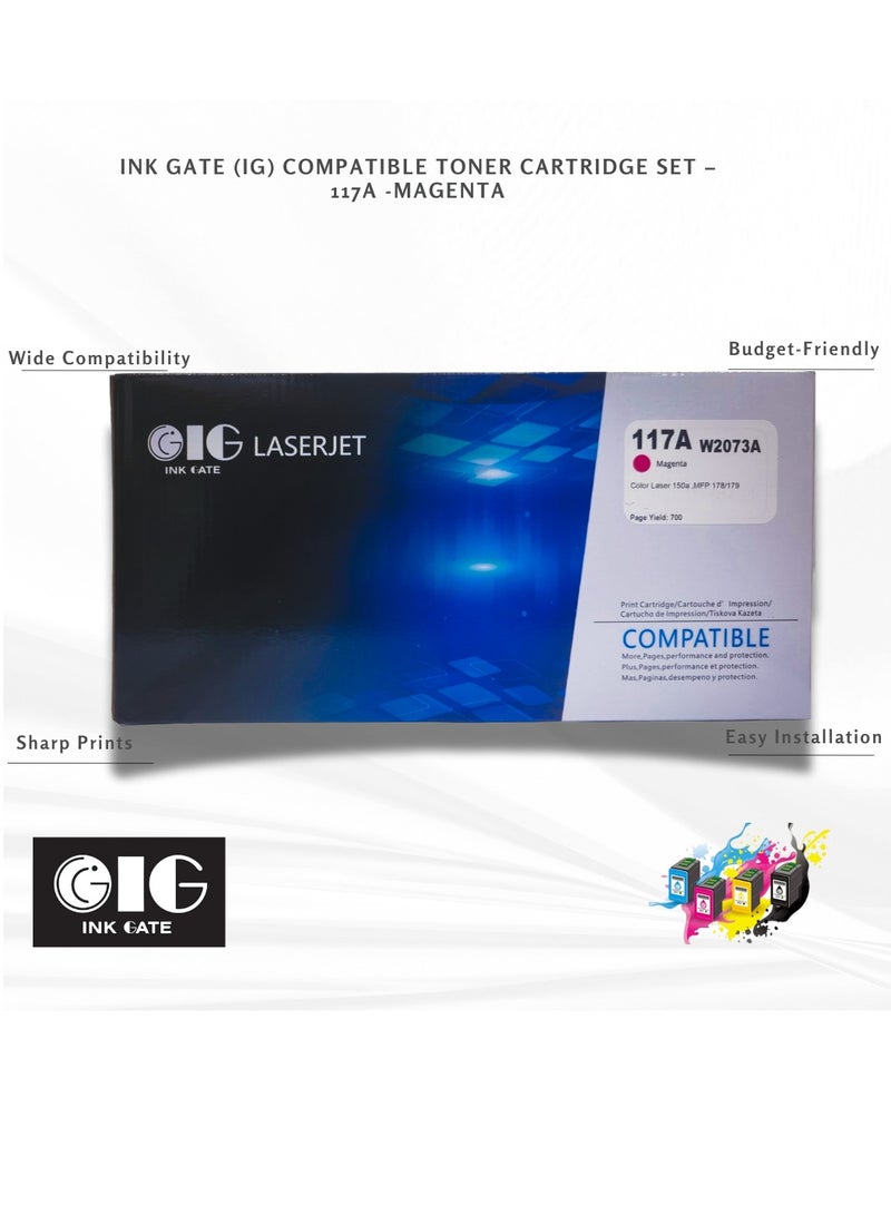 GIG IG Compatible Magenta Toner Cartridge – 117A – for HP Color Laser 150a, 150nw, MFP 178nw, MFP 179fnw (Up to 700 Pages) - Image 1