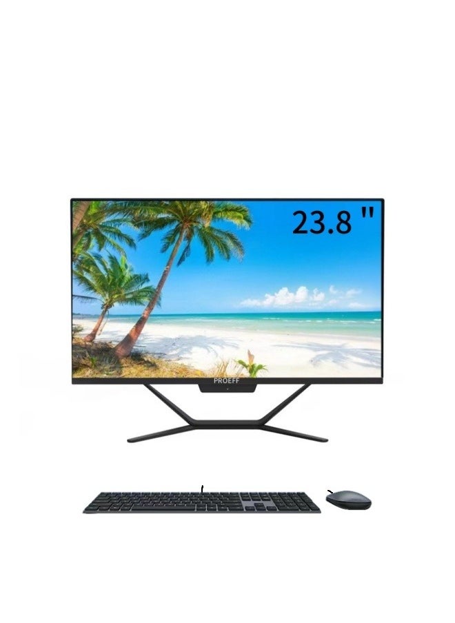 PROEFF All-in-one PC 23.8 inch Monitor i7-4790 16GB RAM/512GB SSD,3 Million Pixel Camera，English/Arabic Keyboard and Mouse,Windows10 Pro，Black  - Image 1