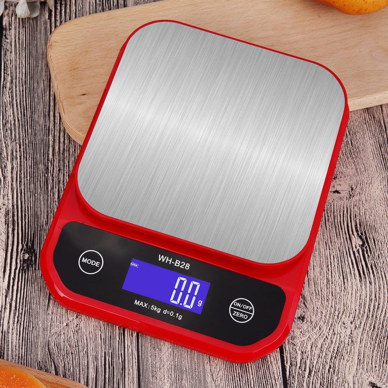 Household Waterproof Kitchen Scale High Precision Stainless Steel Electronic Scale Small Electronic Baking Food Scale 0.1 Weighing Scale Red 