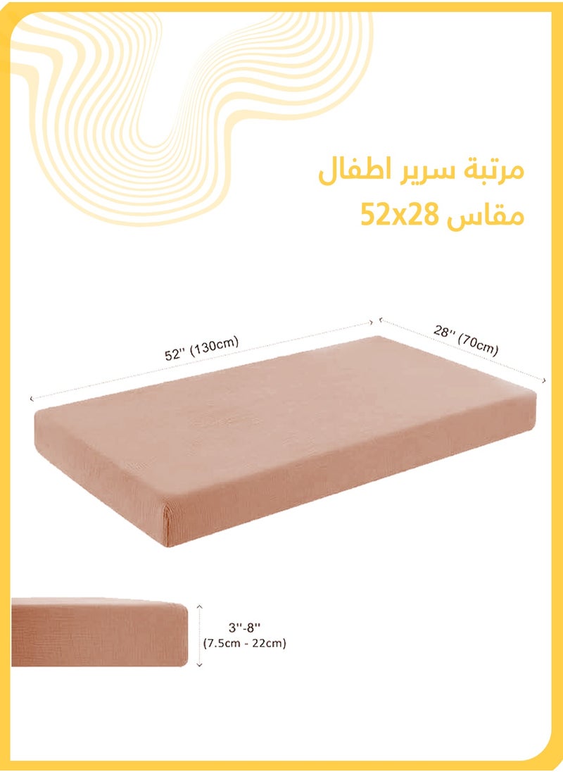 شي آند ليتل غطاء سرير للأطفال الرضع، 100% قطن ناعم وقابل للتنفس، يناسب المراتب المستطيلة / الدائرية / البيضاوية / شكل الساعة الرملية، تصميم مع جيب عميق، سهل الغسل ودائم، مثالي للأطفال حديثي الولادة، مناسب للصيف والشتاء(لون القرنفل)  - Image 4